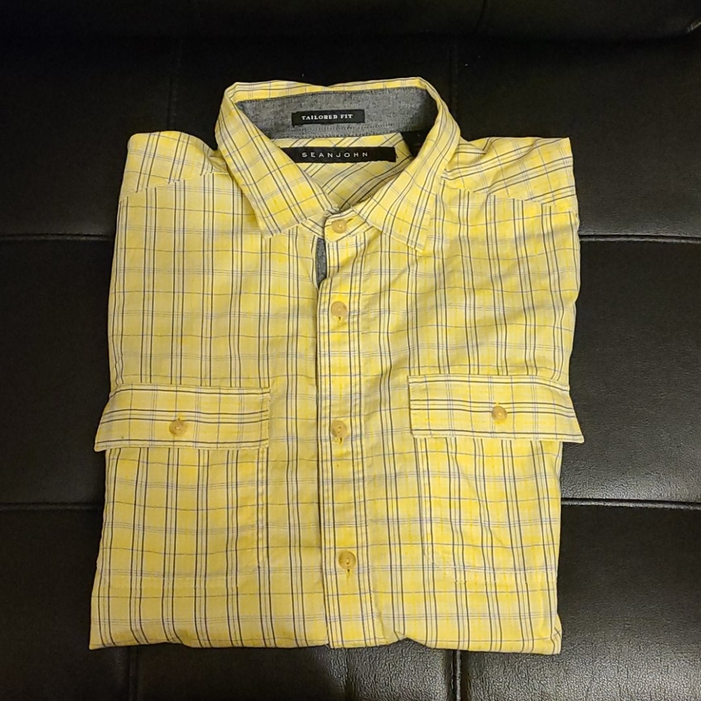 Sean John Button Down Shirt Yellow Size L